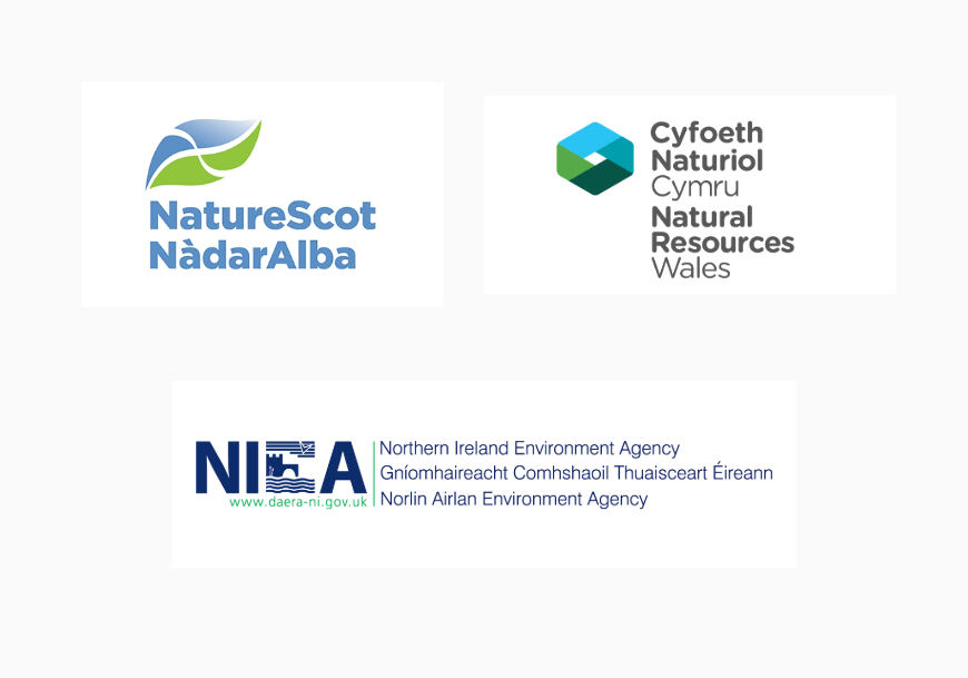 NatureScot - Natural Resources Wales - Northern Ireland Environmental Agency logos